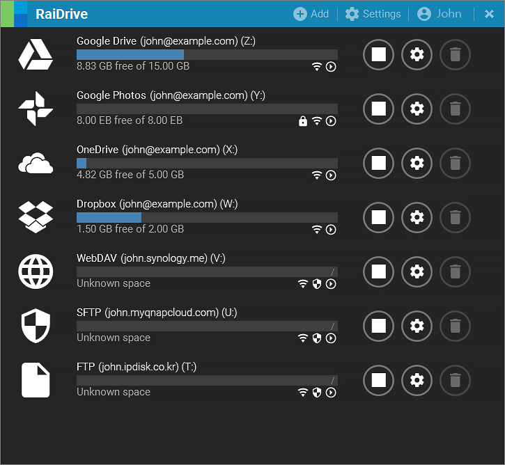 screenshot of RaiDrive