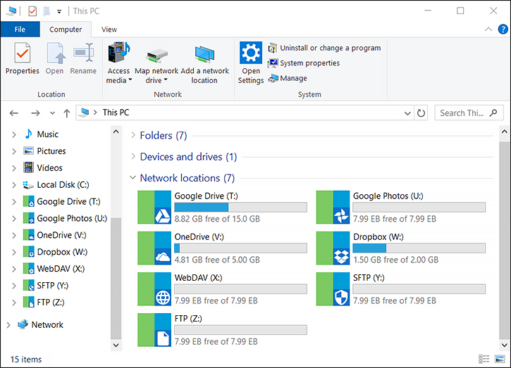 screenshot of RaiDrive