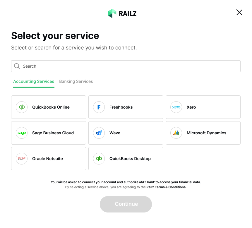 screenshot of Railz
