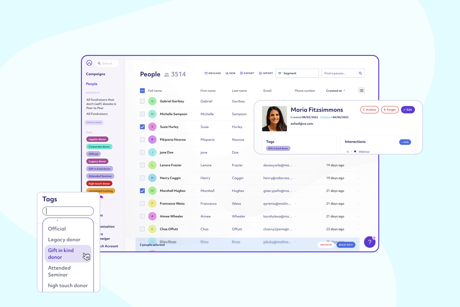 screenshot of Raisely