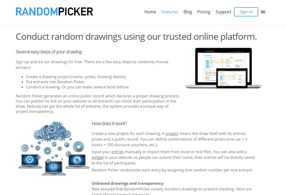 screenshot of RandomPicker.com