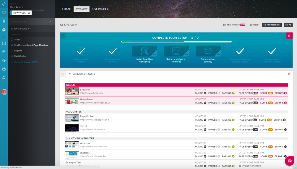 screenshot of RapidSpike