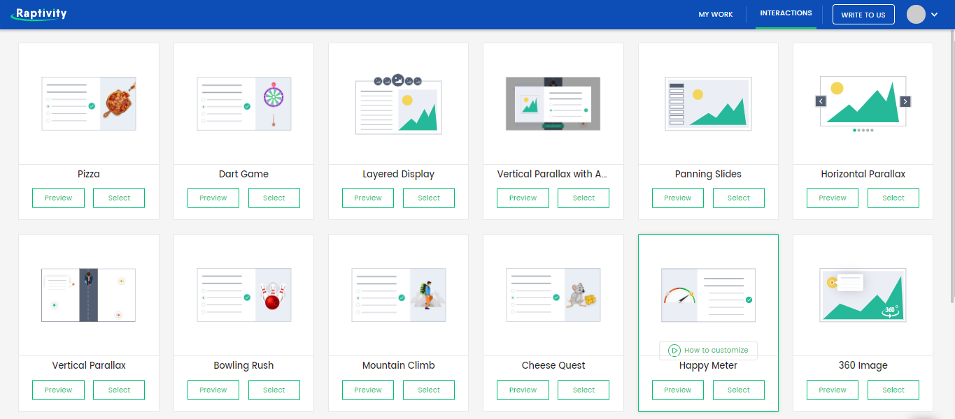 screenshot of Raptivity