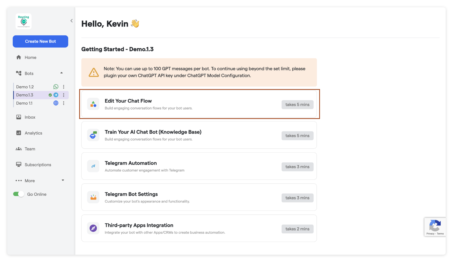 screenshot of Rayzing