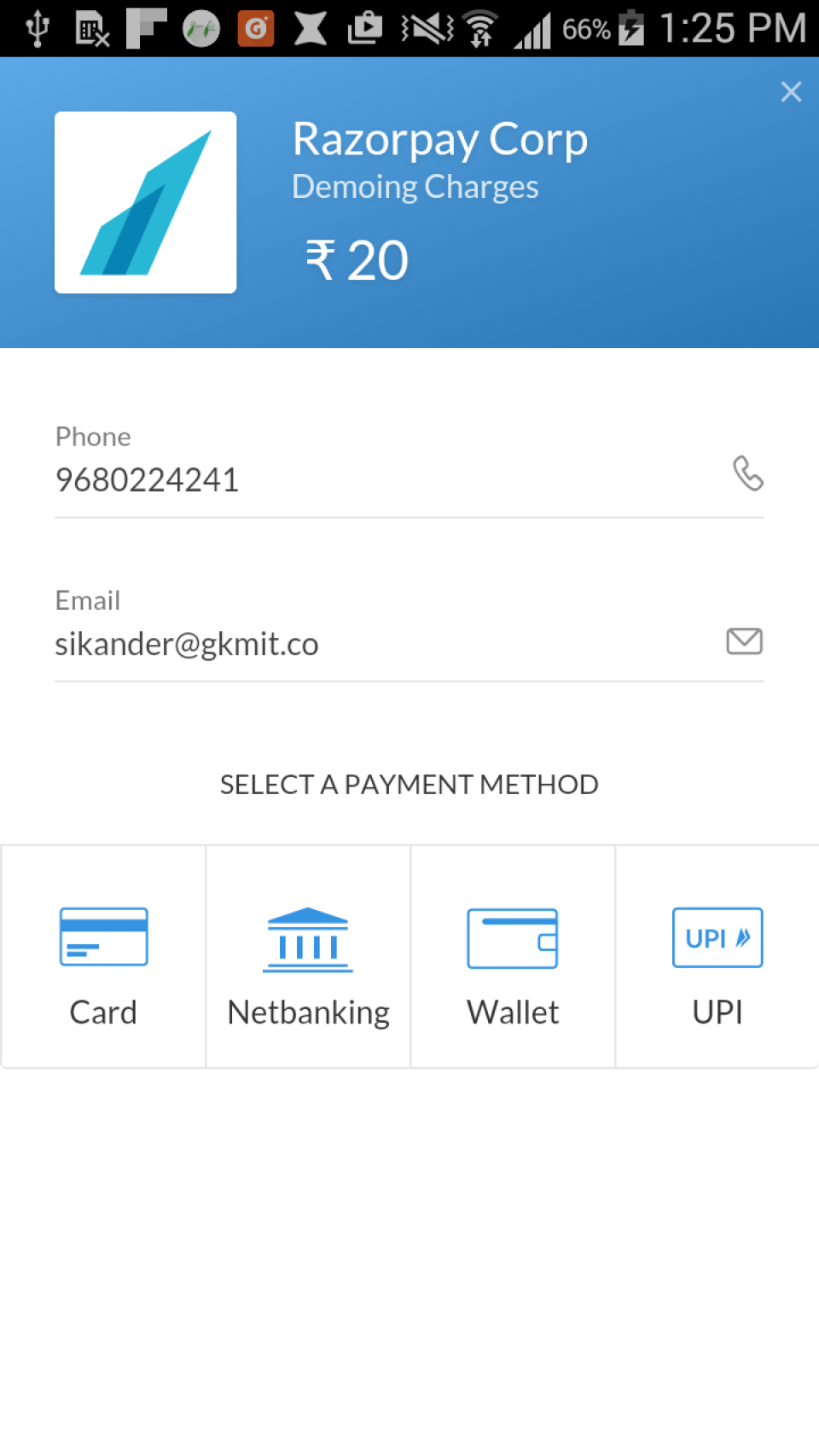 screenshot of Razorpay