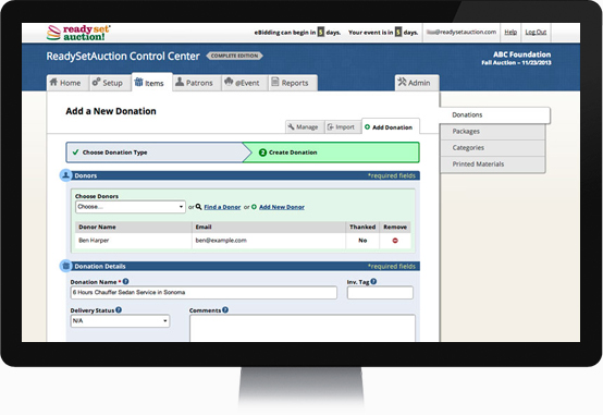 screenshot of ReadySetAuction