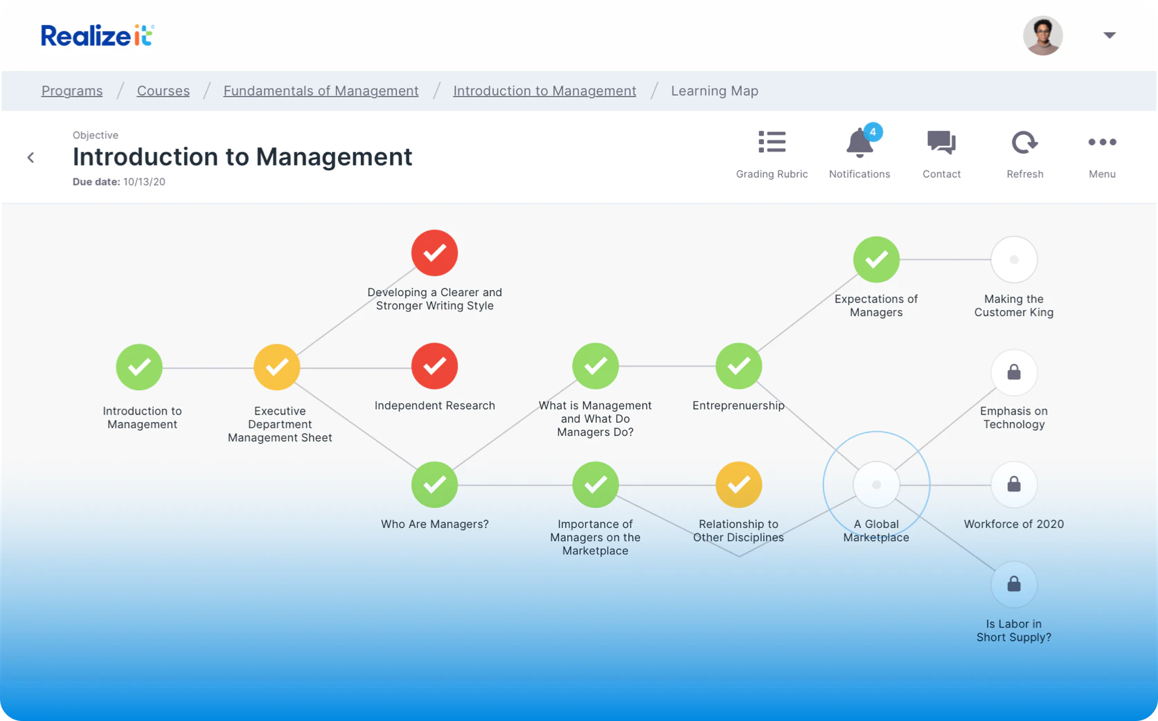 screenshot of Realizeit