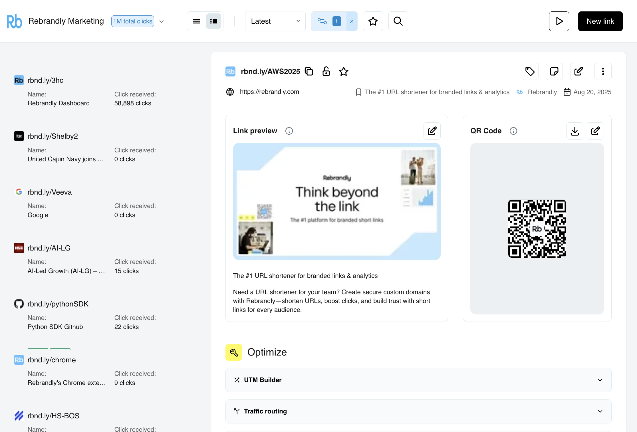 screenshot of Rebrandly