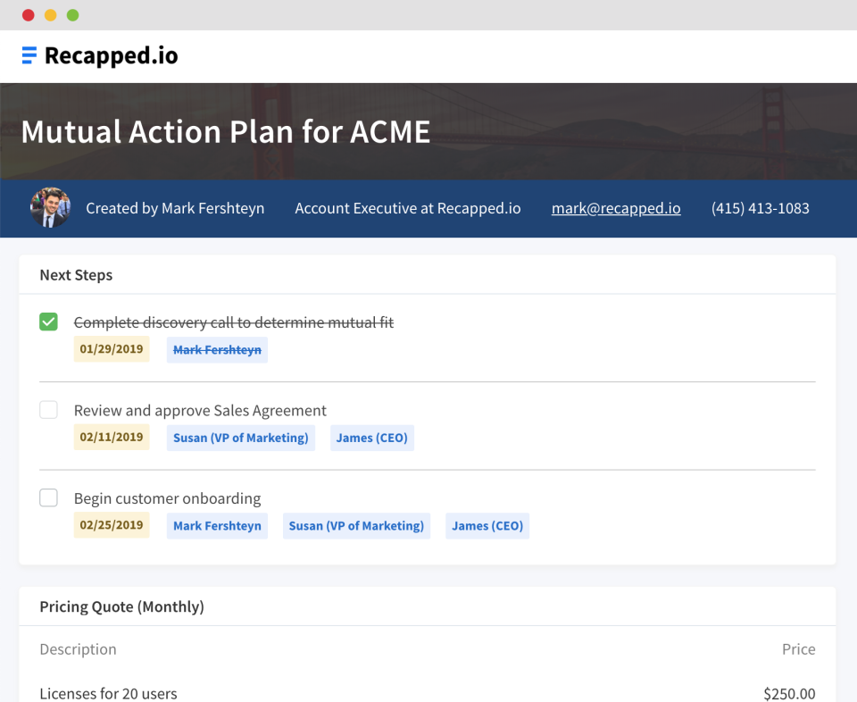 screenshot of Recapped