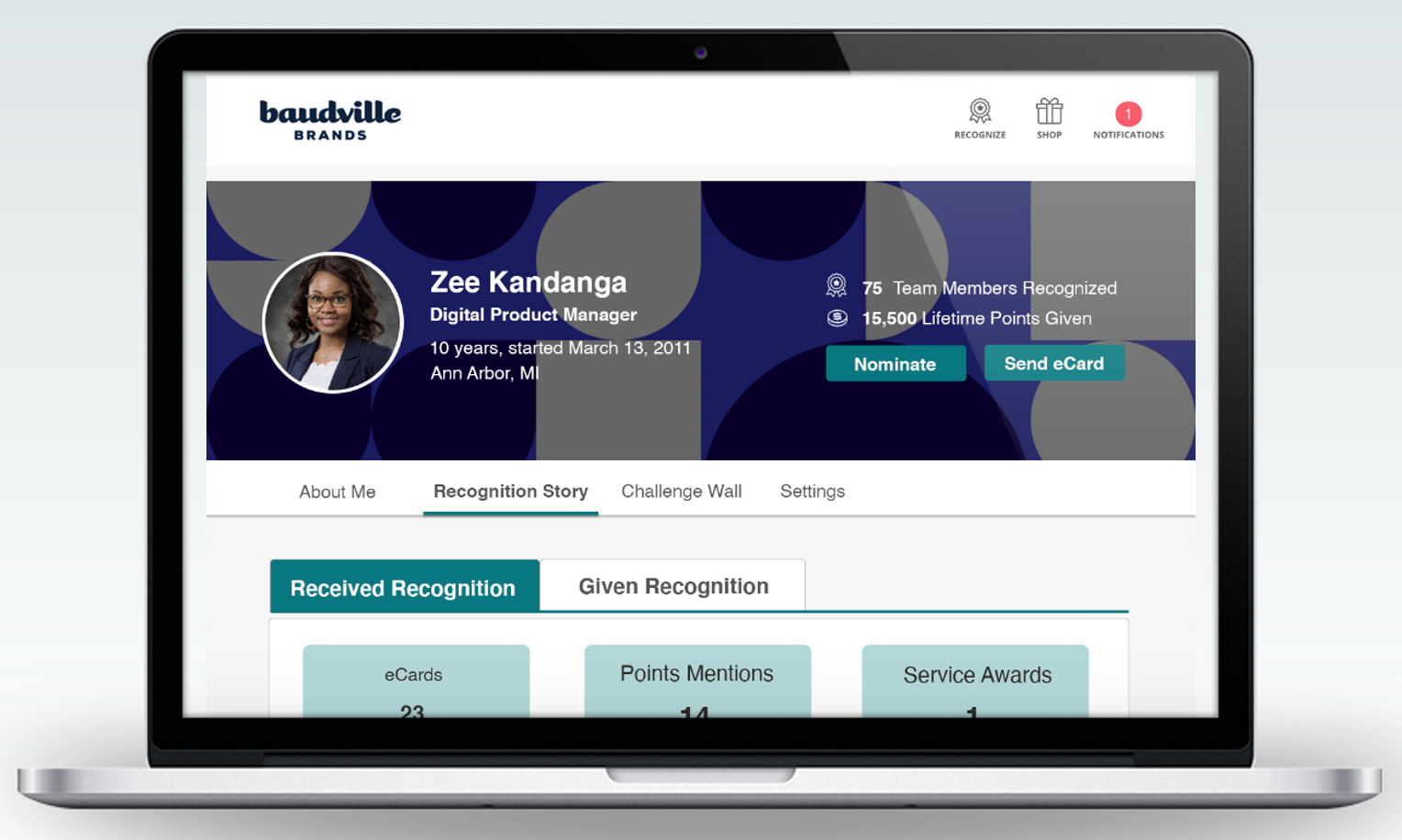 screenshot of RecogNation