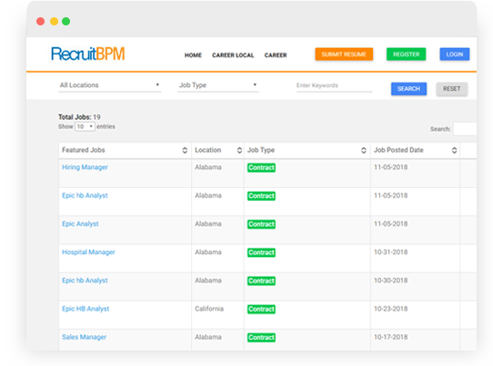 screenshot of RecruitBPM
