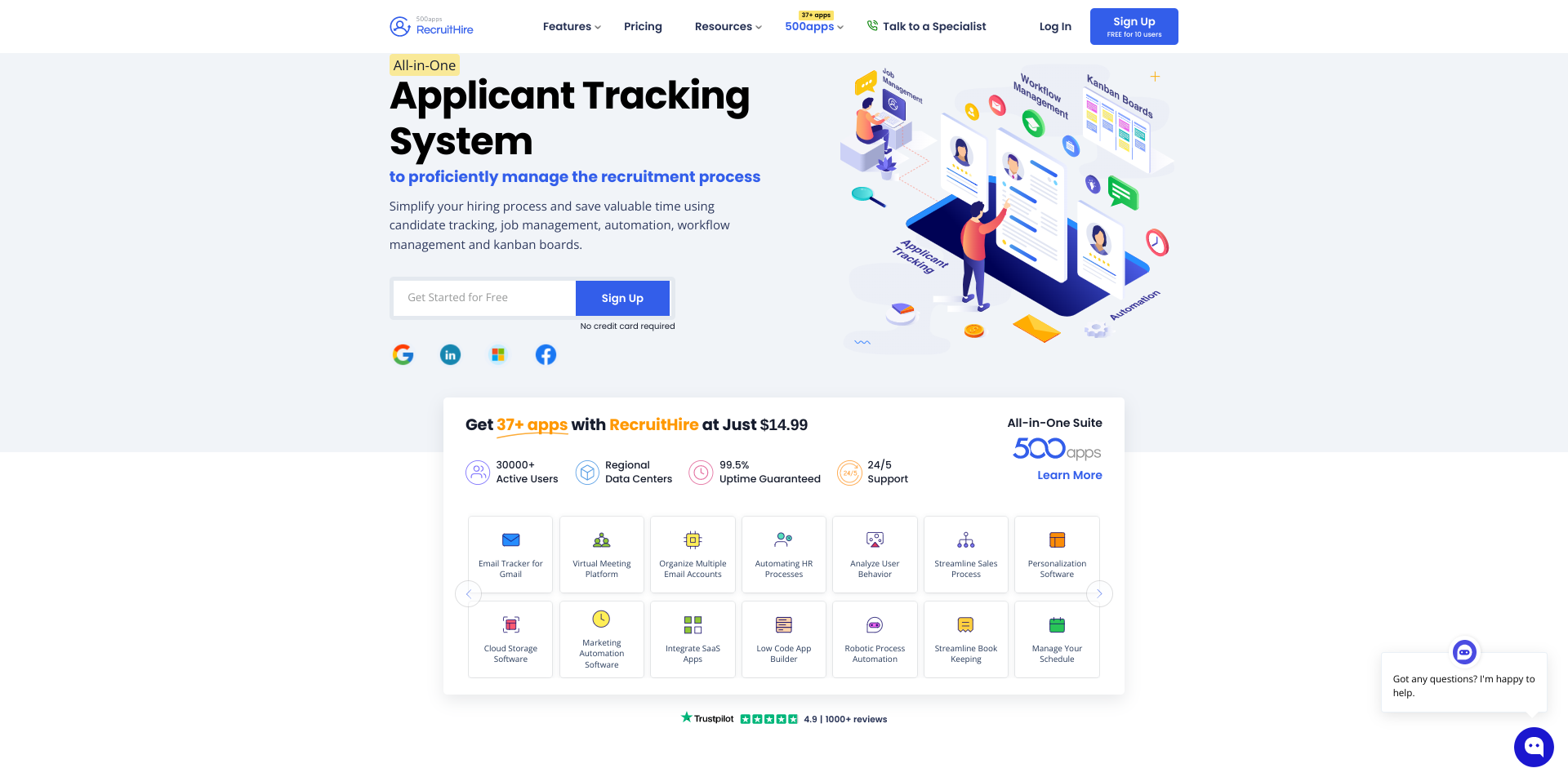 screenshot of RecruitHire