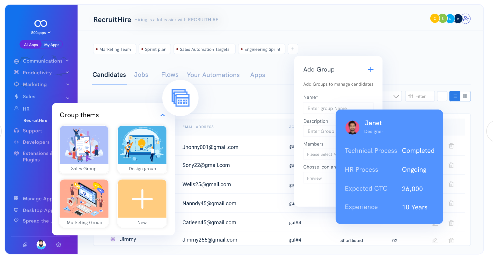 screenshot of RecruitHire
