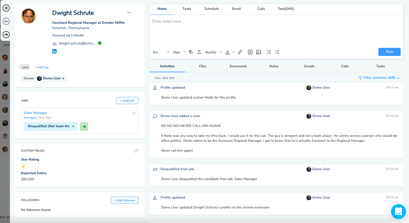 screenshot of Recruiterflow