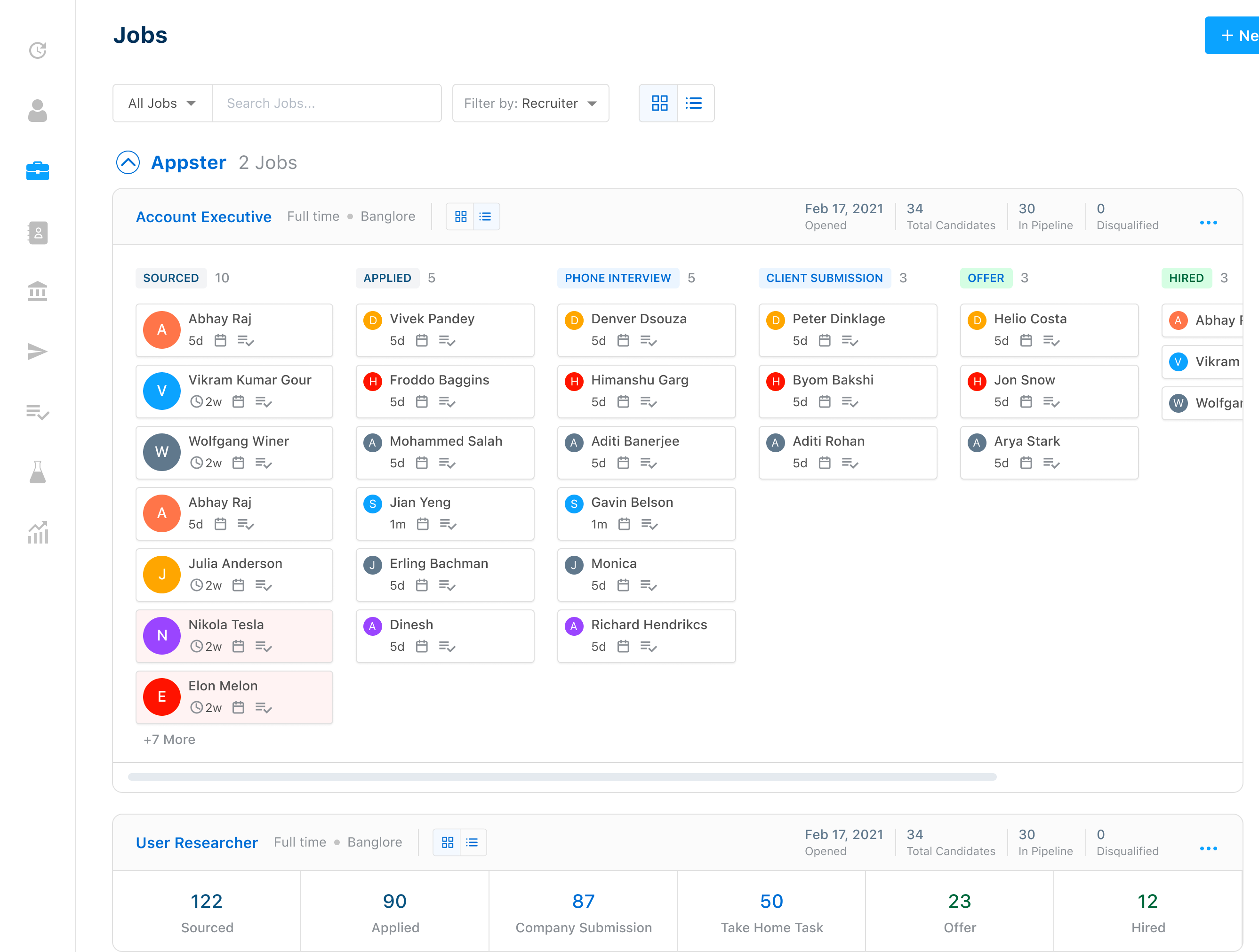 screenshot of Recruiterflow