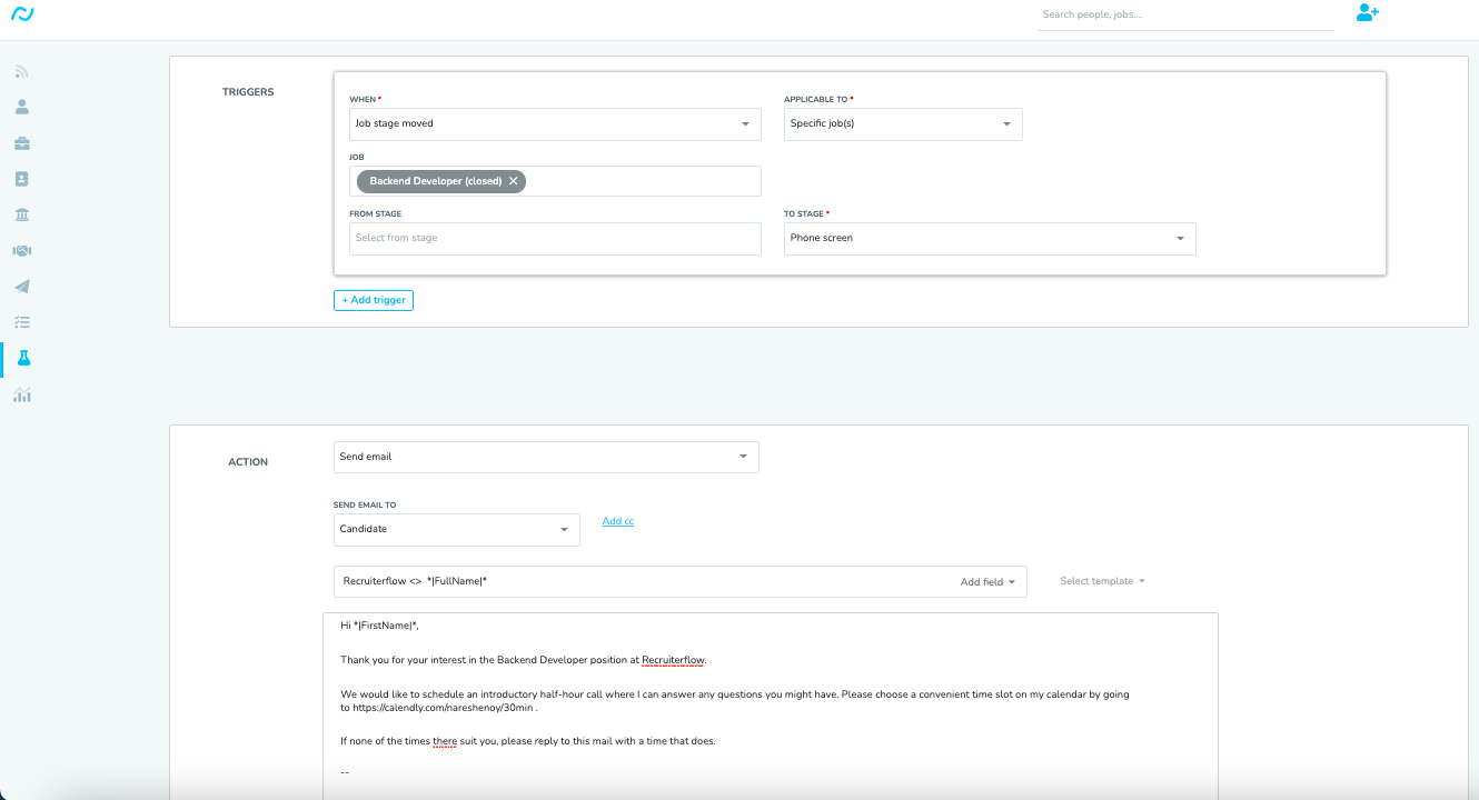 screenshot of Recruiterflow