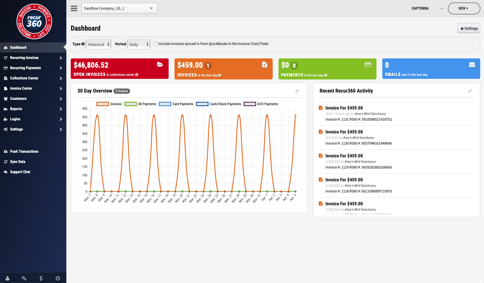 screenshot of Recur360