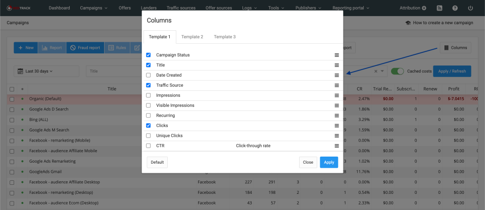 screenshot of RedTrack