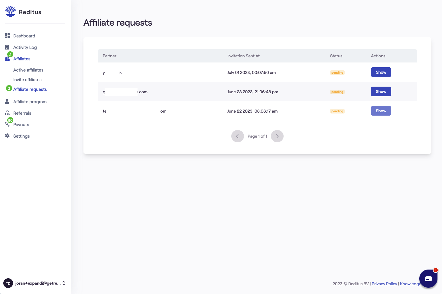 screenshot of Reditus