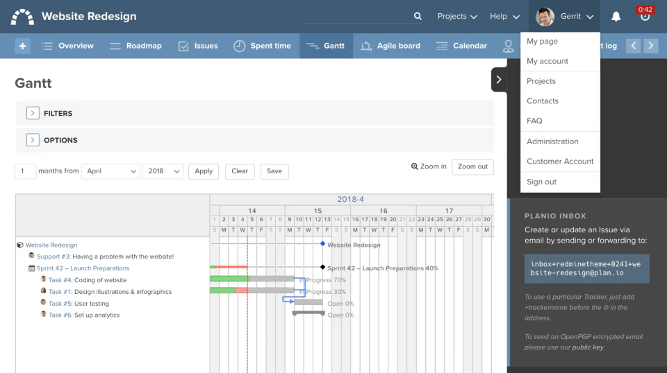 screenshot of Redmine