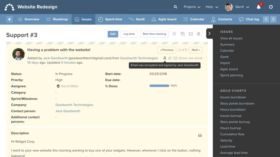 screenshot of Redmine