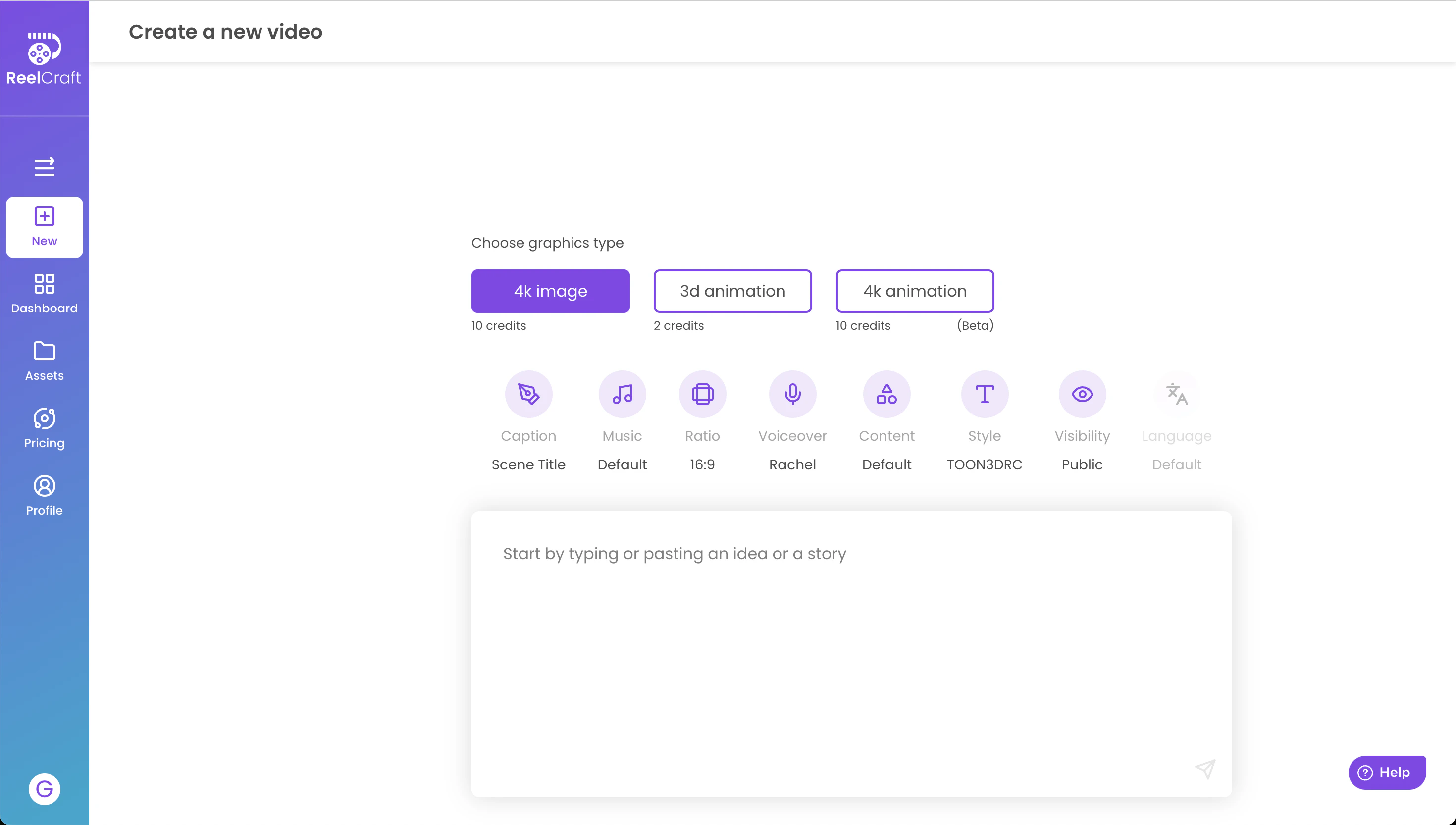 screenshot of Reelcraft.ai