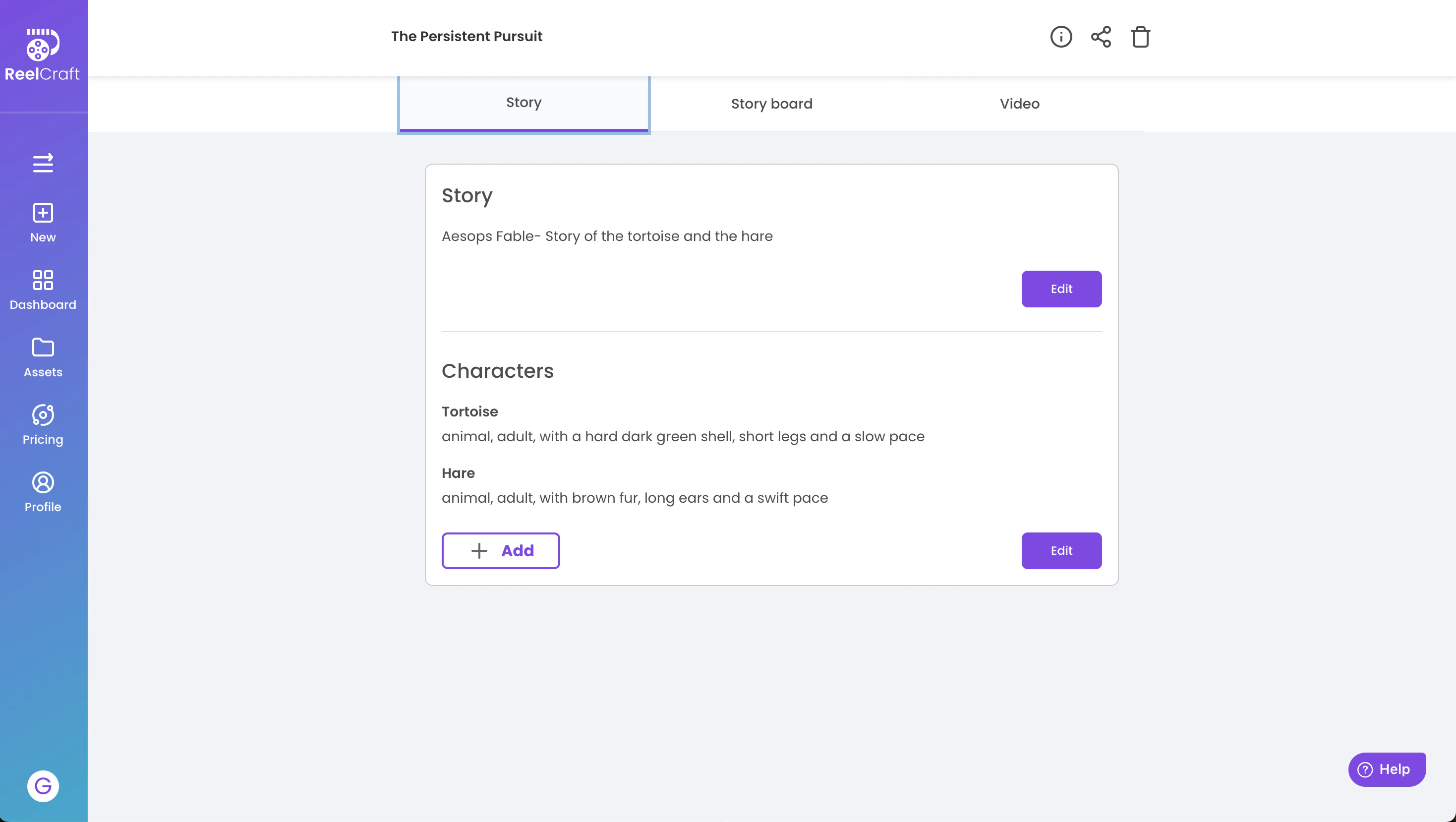 screenshot of Reelcraft.ai