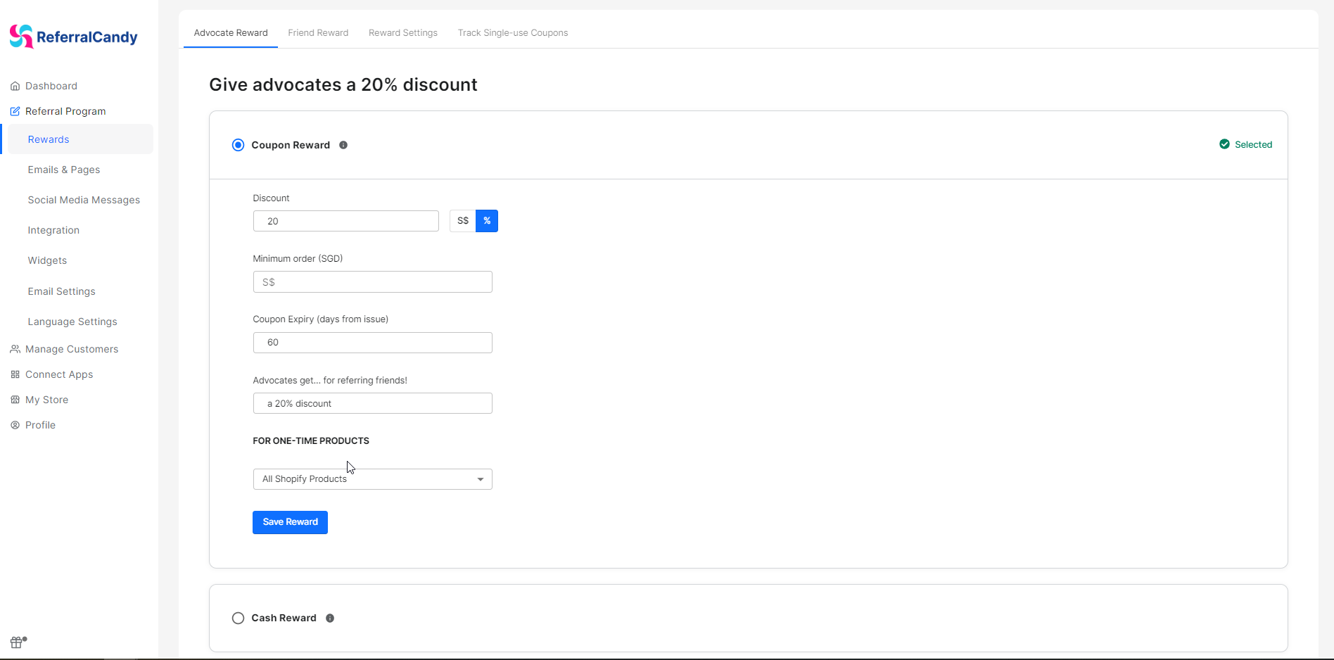 screenshot of ReferralCandy