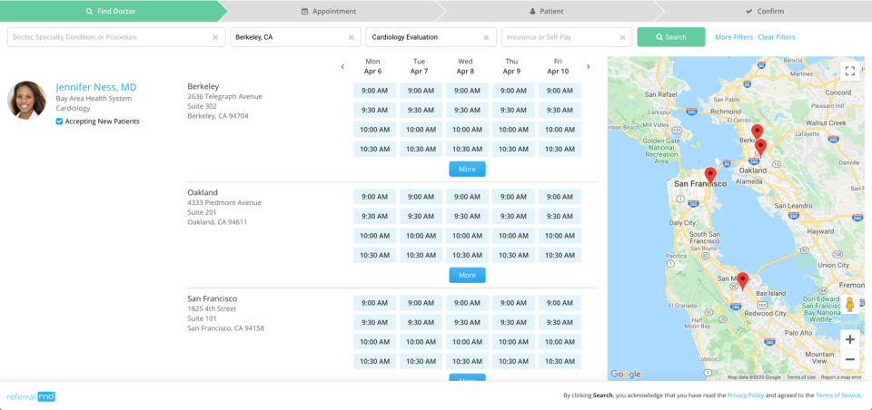 screenshot of ReferralMD