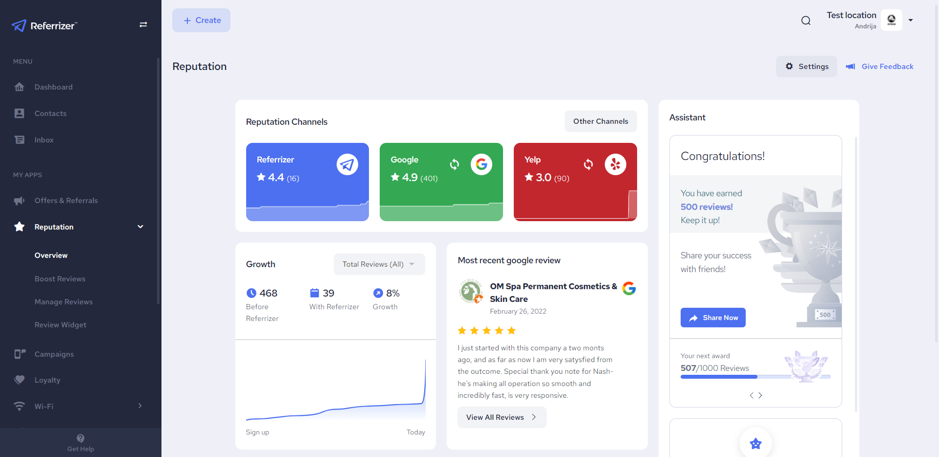 screenshot of Referrizer