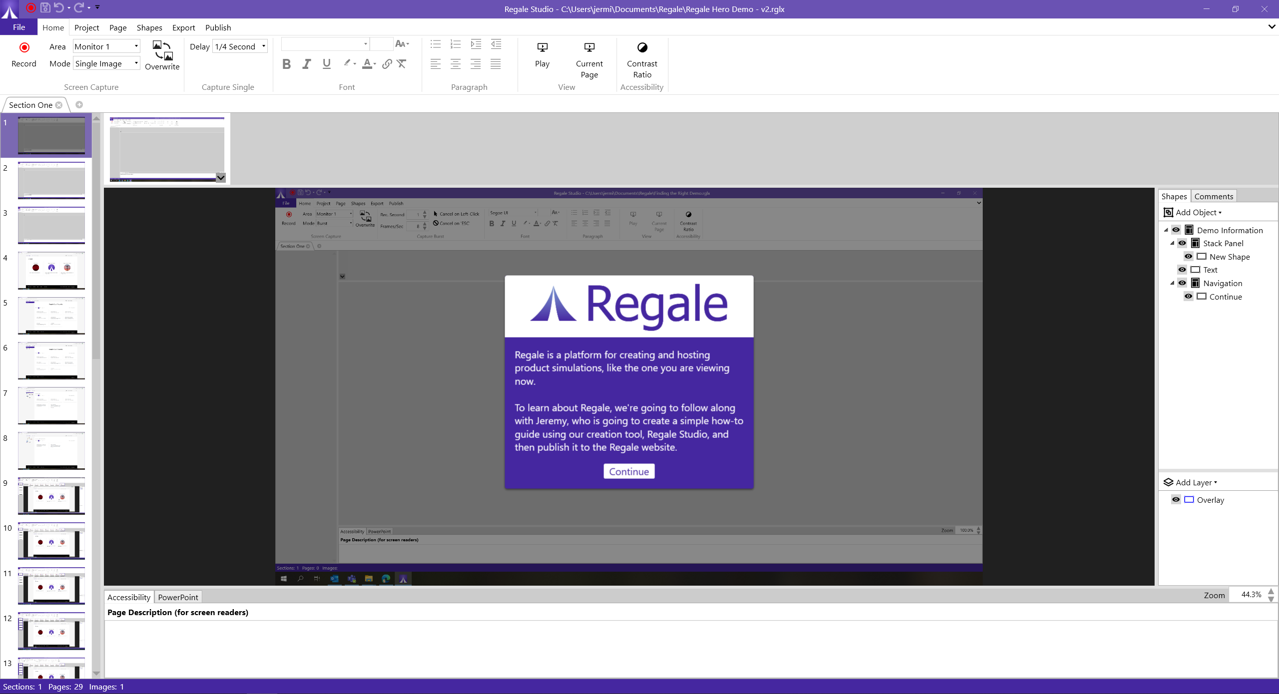screenshot of Regale