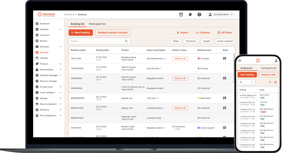 screenshot of Regiondo