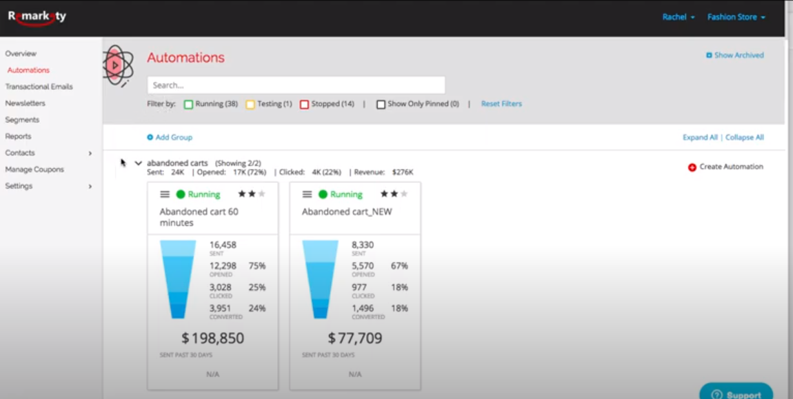 screenshot of Remarkety