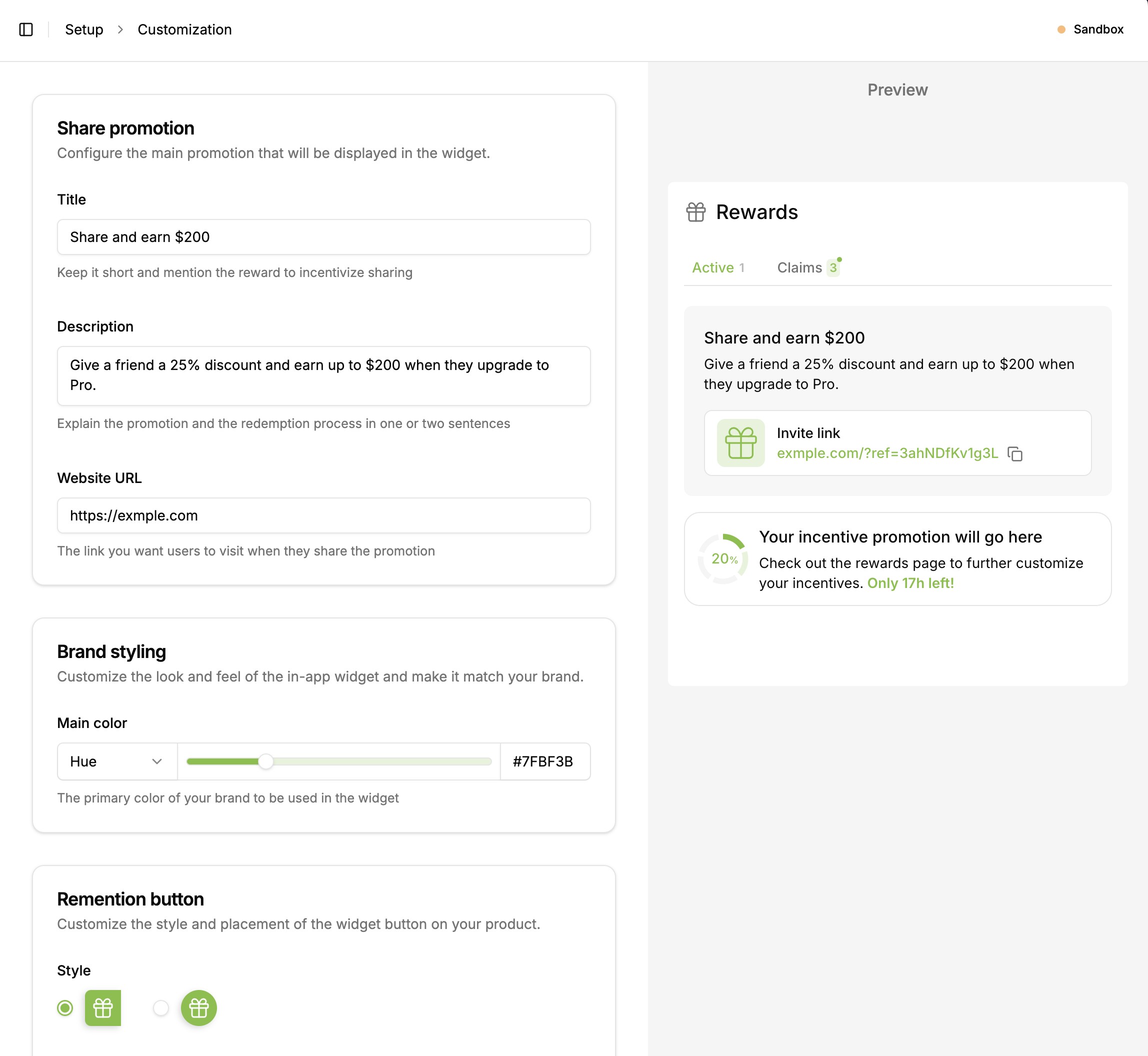 screenshot of Remention