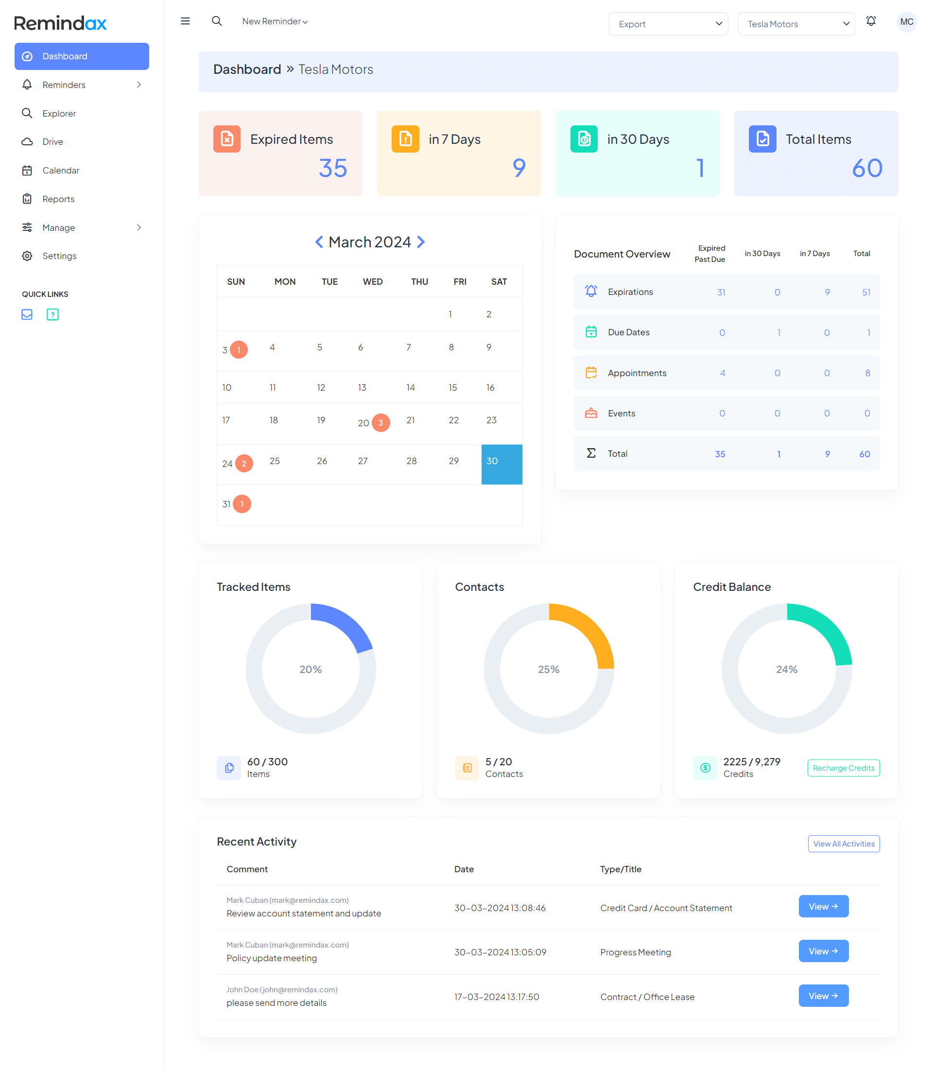 screenshot of Remindax
