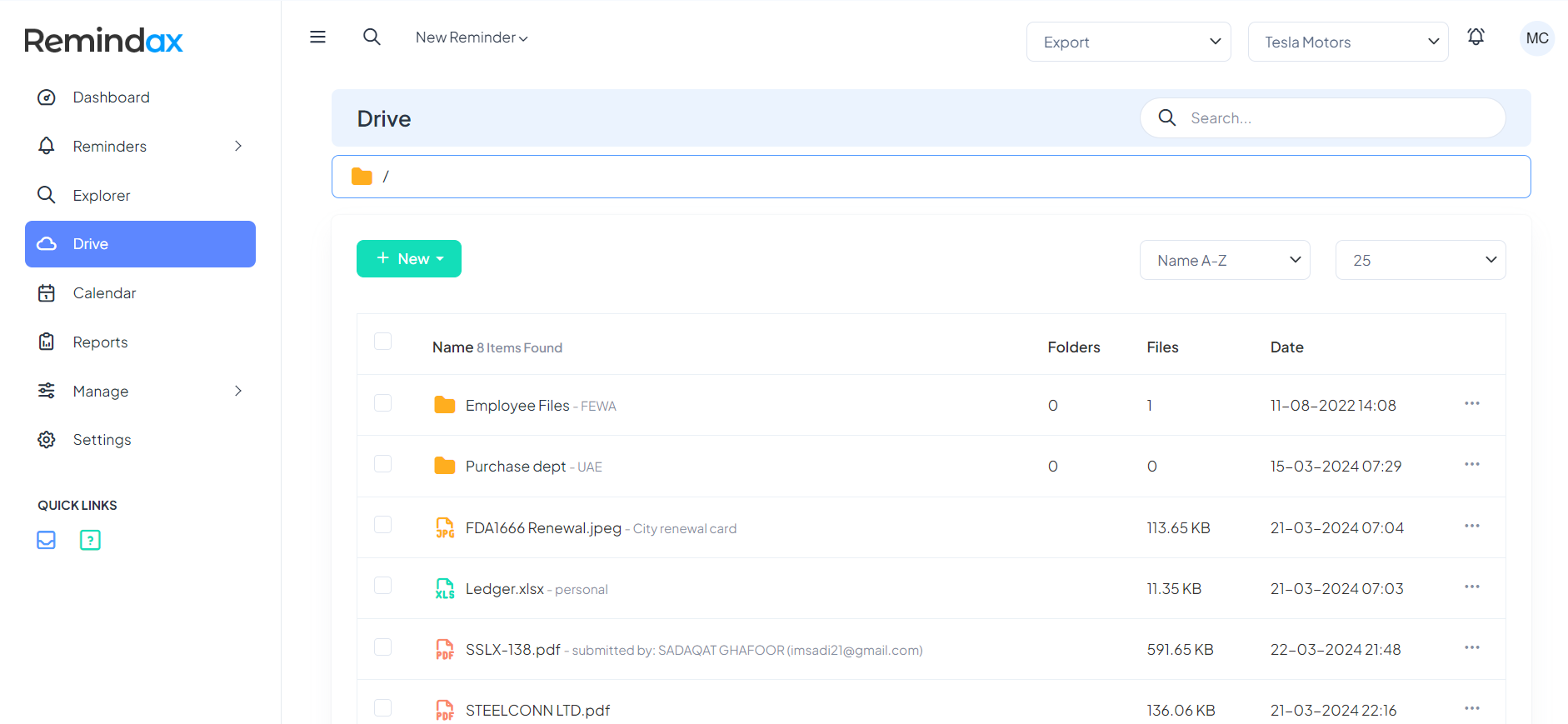 screenshot of Remindax