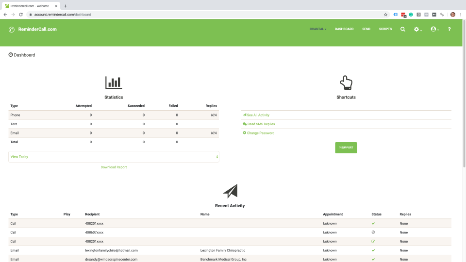 screenshot of ReminderCall.com