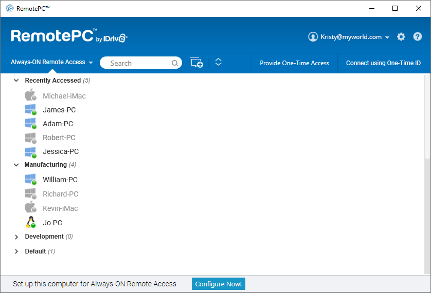 screenshot of RemotePC