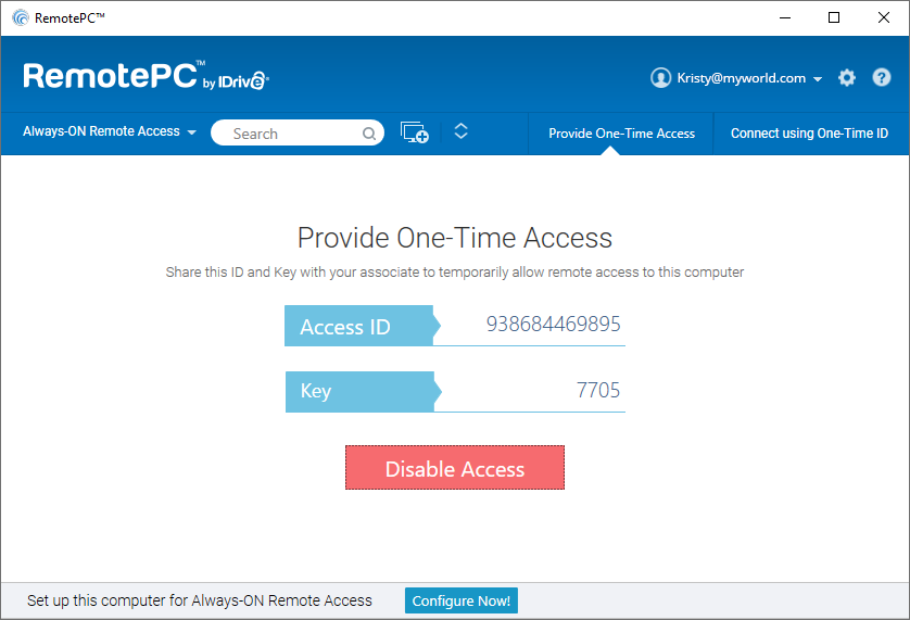 screenshot of RemotePC