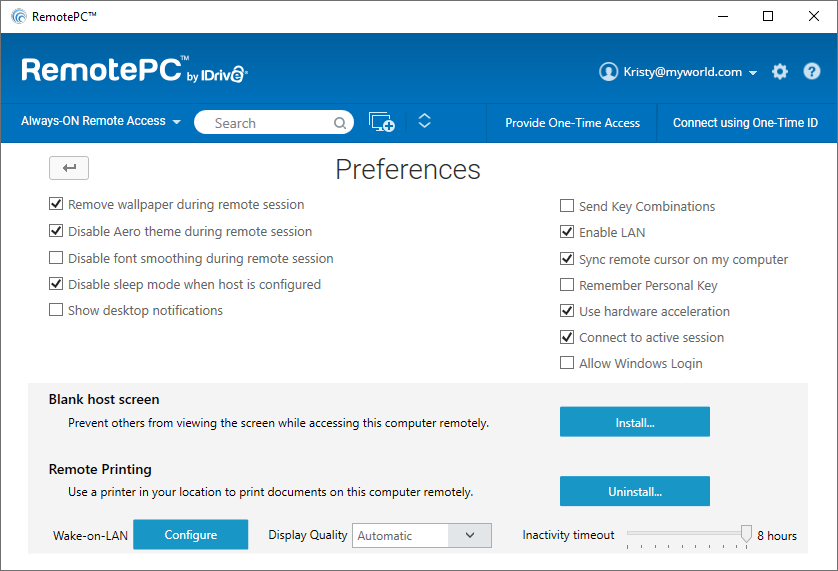 screenshot of RemotePC