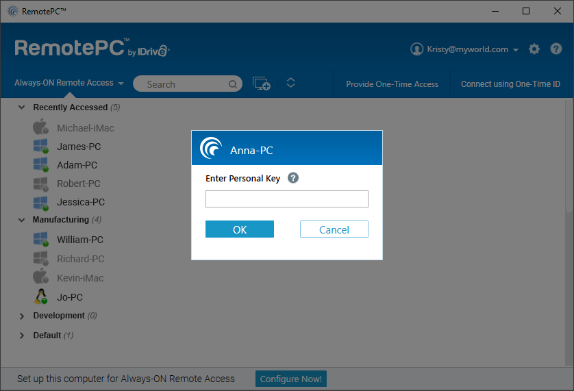 screenshot of RemotePC