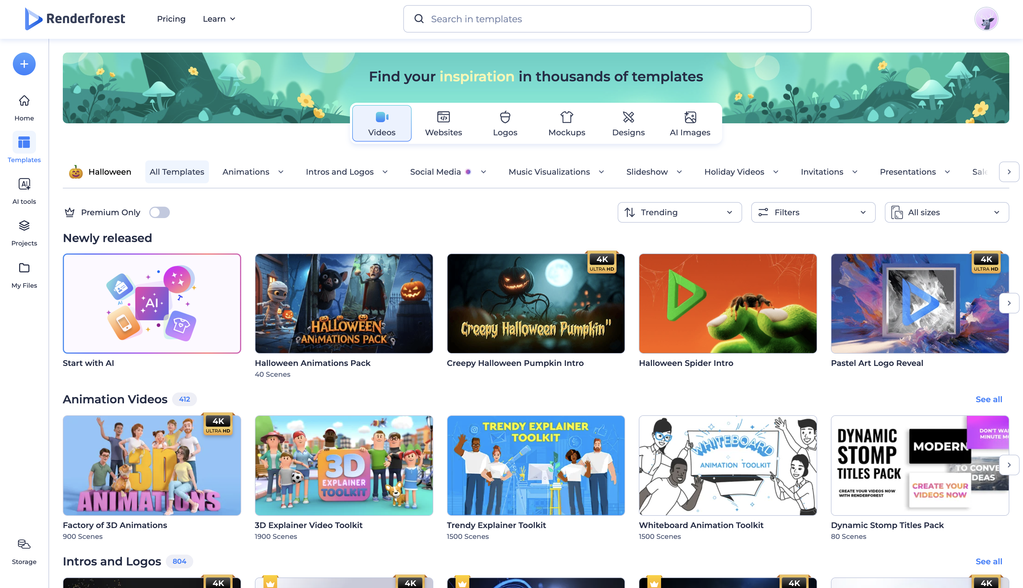 screenshot of Renderforest