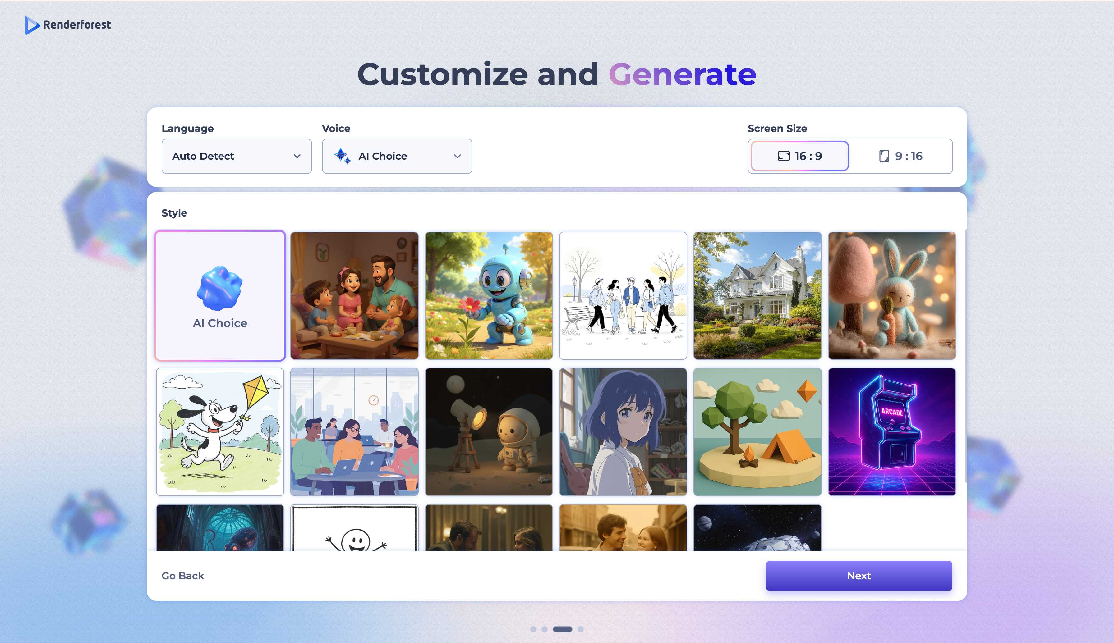 screenshot of Renderforest