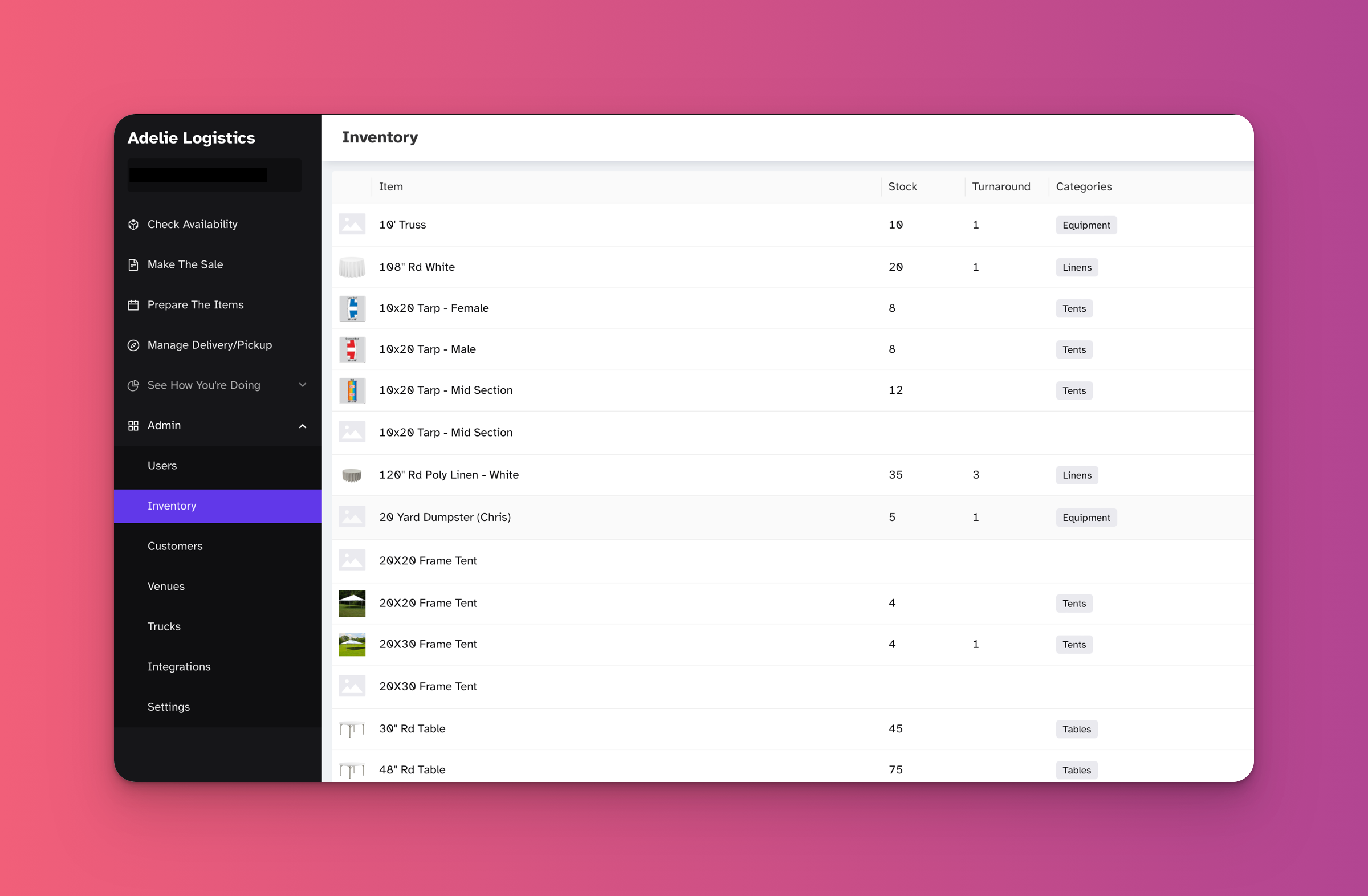screenshot of RentKit