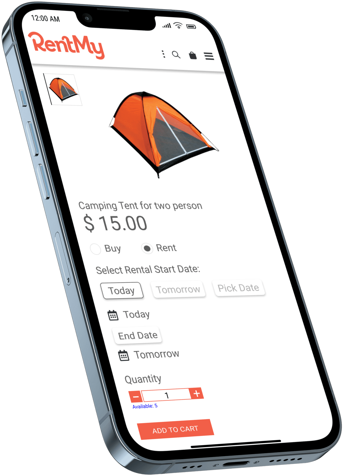 screenshot of RentMy