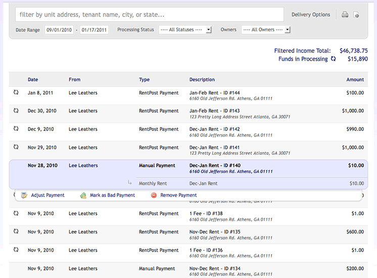 screenshot of RentPost