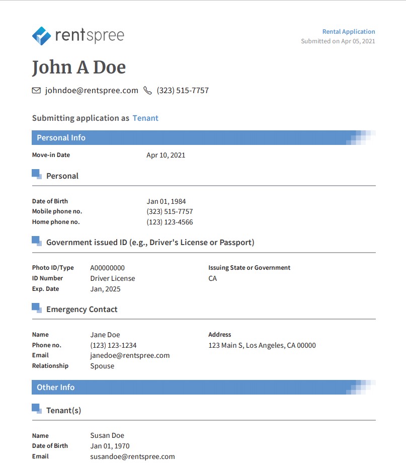 screenshot of RentSpree