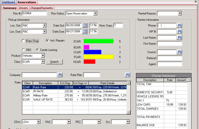 screenshot of RentWorks