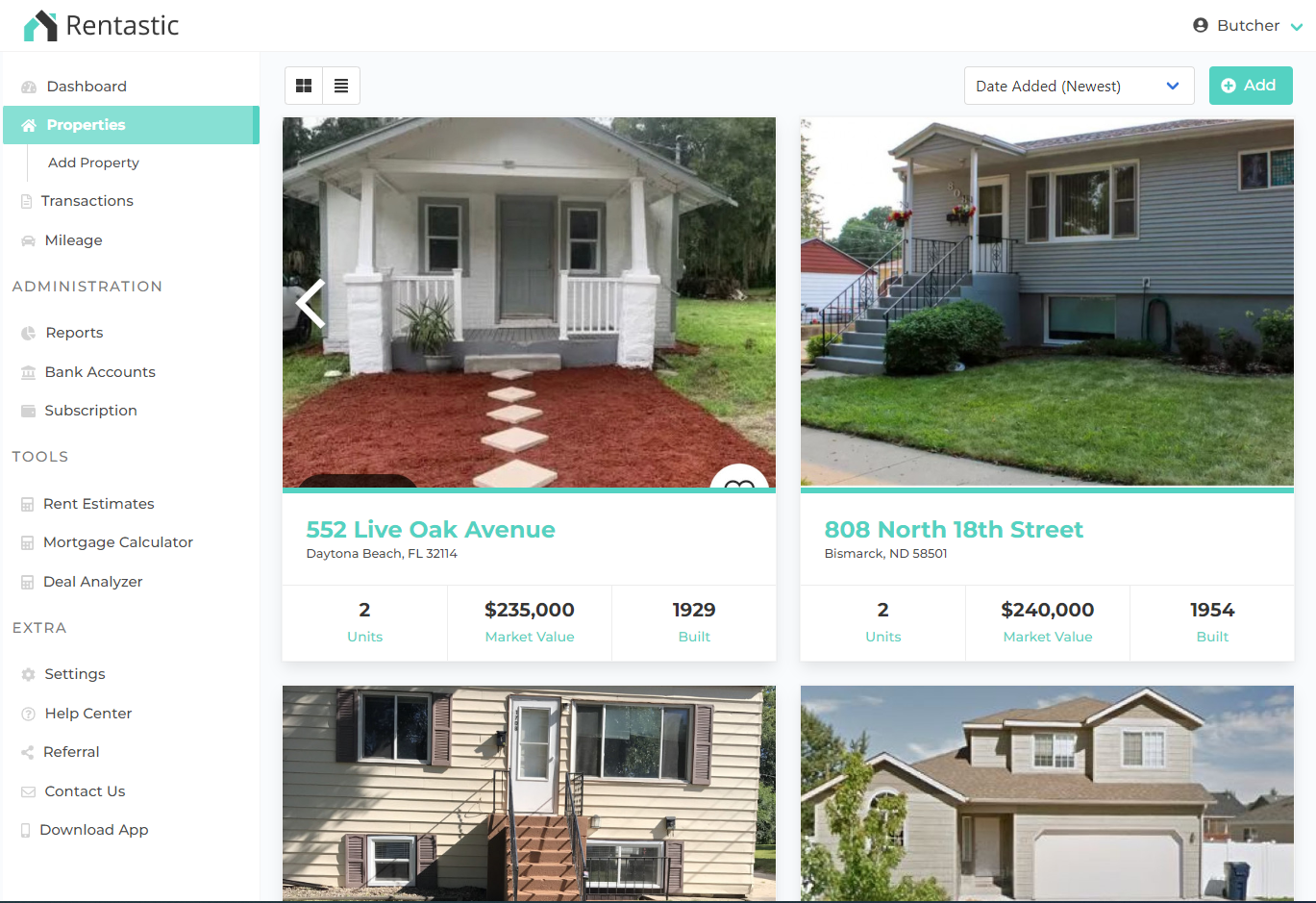 screenshot of Rentastic