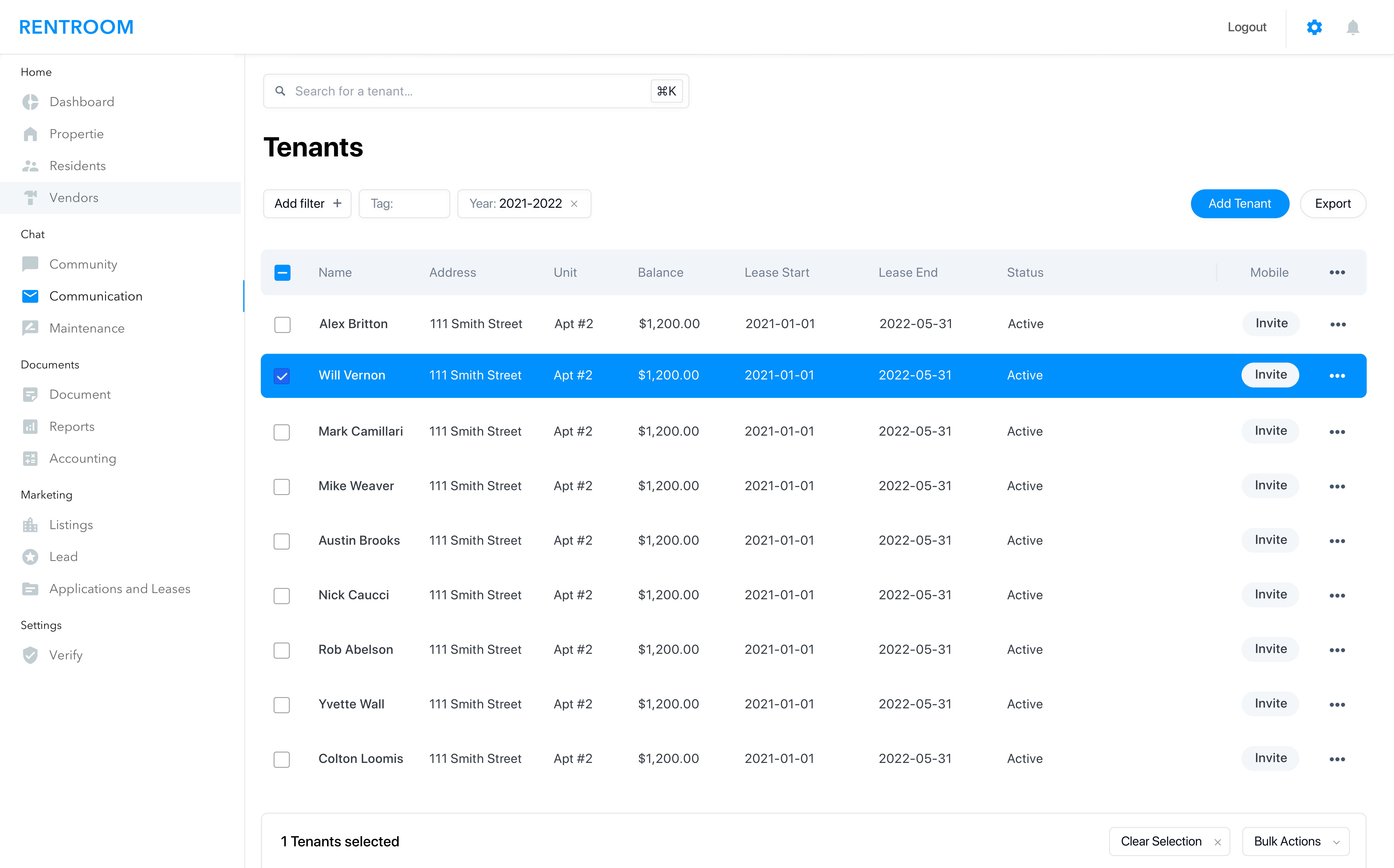 screenshot of Rentroom